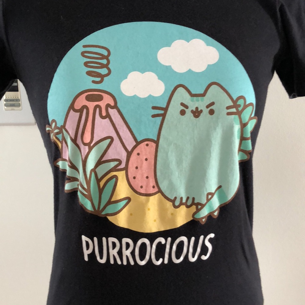 PUSHEEN PURRICIOUS JUNIOR T-SHIRT BLACK SIZE XS EUC